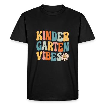 Groovy Hello Kindergarten Vibes Retro Teacher - Men's Premium Organic T-Shirt - black - Front - Nico (187cm)