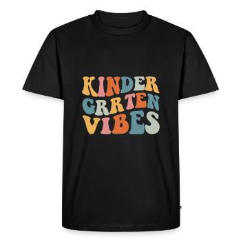 Groovy Hello Kindergarten Vibes Retro Teacher - Men's Premium Organic T-Shirt - black - Front - Nico (187cm)