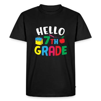 7th Grade Vibes Retro Groovy Women Happy First - Men's Premium Organic T-Shirt - black - Front - Nico (187cm)