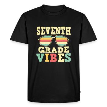 Vibes de 7ème année Retro Groovy Femmes Heureuses d’abord - T-shirt Premium bio Homme - noir - Devant - Nico (187cm)