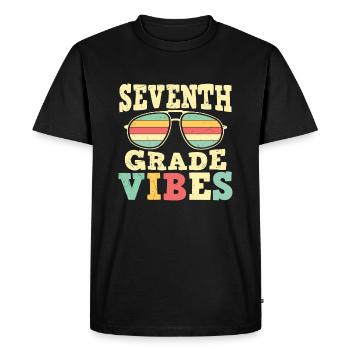 7th Grade Vibes Retro Groovy Women Happy First - Men's Premium Organic T-Shirt - black - Front - Nico (187cm)