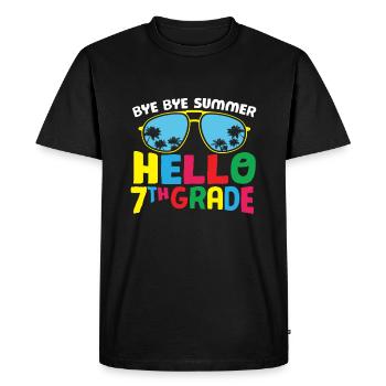 Bye Bye Summer Bonjour 7ème Année Retro Groovy Femmes - T-shirt Premium bio Homme - noir - Devant - Nico (187cm)