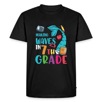Making Waves In 7th Grade Retro Groovy Women - Men's Premium Organic T-Shirt - black - Front - Nico (187cm)