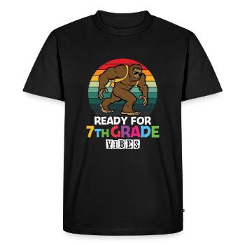 Ready For 7th Grade vibes Retro Groovy Women - Men's Premium Organic T-Shirt - black - Front - Nico (187cm)