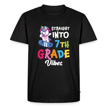 Straigt Into7th Grade vibes Retro Groovy Femmes - T-shirt Premium bio Homme - noir - Devant - Nico (187cm)