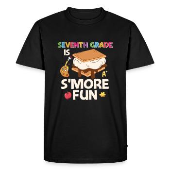 7th Grade Is S'More Fun Retro Groovy Women Happy - Men's Premium Organic T-Shirt - black - Front - Nico (187cm)