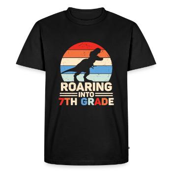 Roaring Into7th Grade vibes Retro Groovy Femmes - T-shirt Premium bio Homme - noir - Devant - Nico (187cm)