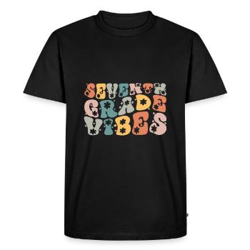 Vibes de 7ème année Retro Groovy Femmes Heureuses d’abord - T-shirt Premium bio Homme - noir - Devant - Nico (187cm)