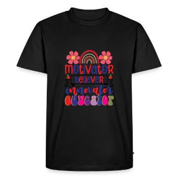 Groovy Retro Believer Motivateur Innovateur - T-shirt Premium bio Homme - noir - Devant - Nico (187cm)
