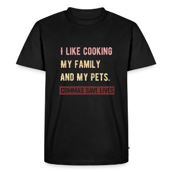 J’aime cuisiner ma famille et mes animaux de compagnie Commas Save - T-shirt Premium bio Homme - noir - Devant - Nico (187cm)