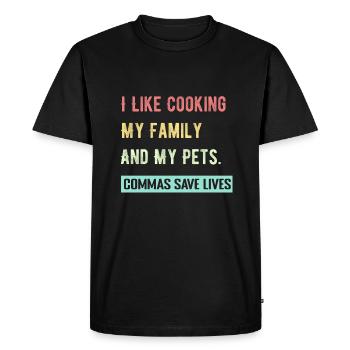 J’aime cuisiner ma famille et mes animaux de compagnie Commas Save - T-shirt Premium bio Homme - noir - Devant - Nico (187cm)