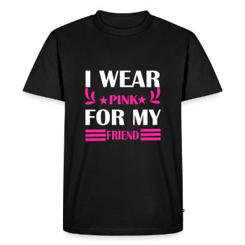 SENSIBILISATION AU CANCER DU SEIN JE PORTE DU ROSE POUR MON AMIE - T-shirt Premium bio Homme - noir - Devant - Nico (187cm)
