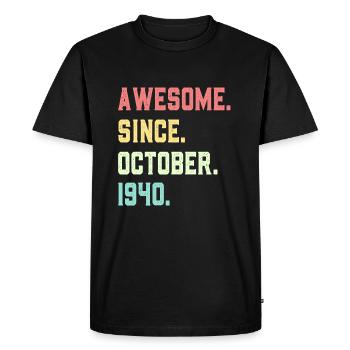 Awesome Since October 1940 - Men's Premium Organic T-Shirt - black - Front - Nico (187cm)