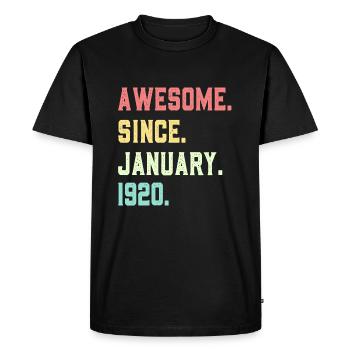 Génial depuis janvier 1920 - T-shirt Premium bio Homme - noir - Devant - Nico (187cm)