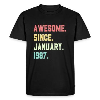 Awesome since January 1987 - Men's Premium Organic T-Shirt - black - Front - Nico (187cm)