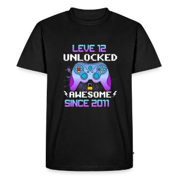 Level 12 Unlocked Awesome Since 2011 Funny Gamer - Men's Premium Organic T-Shirt - black - Front - Nico (187cm)
