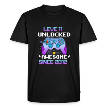 Level 11 Unlocked Awesome Since 2012 Funny Gamer - Men's Premium Organic T-Shirt - black - Front - Nico (187cm)
