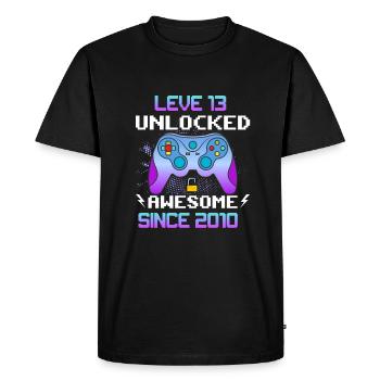 Level 13 Unlocked Awesome Since 2010 Funny Gamer - Men's Premium Organic T-Shirt - black - Front - Nico (187cm)