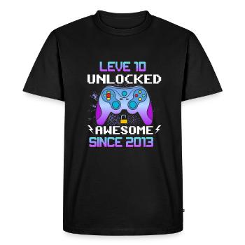 Niveau 10 Débloqué Génial depuis 2013 Funny Gamer - T-shirt Premium bio Homme - noir - Devant - Nico (187cm)