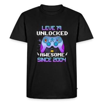 Level 19 Unlocked Awesome Since 2004 Funny Gamer - Men's Premium Organic T-Shirt - black - Front - Nico (187cm)