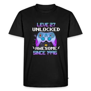Level 27 Unlocked Awesome Since 1996 Funny Gamer - Men's Premium Organic T-Shirt - black - Front - Nico (187cm)