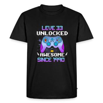 Level 33 Unlocked Awesome Since 1990 Funny Gamer - Men's Premium Organic T-Shirt - black - Front - Nico (187cm)