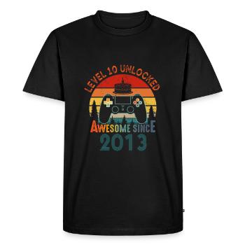 Niveau 10 Débloqué Génial depuis 2013 Funny Gamer - T-shirt Premium bio Homme - noir - Devant - Nico (187cm)