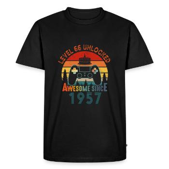Level 66 Unlocked Awesome Since 1957 Funny Gamer - Men's Premium Organic T-Shirt - black - Front - Nico (187cm)