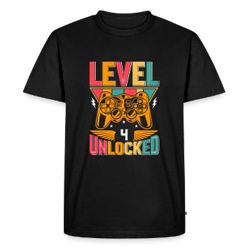 Level 4 Unlocked Awesome Since 2019 Funny Gamer - Men's Premium Organic T-Shirt - black - Front - Nico (187cm)