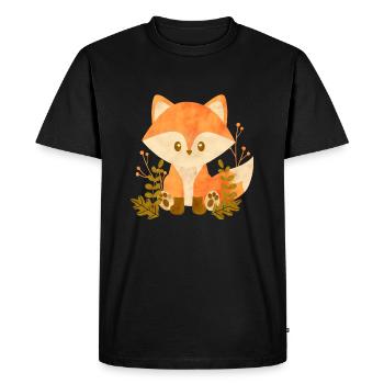 Cute fox - Men's Premium Organic T-Shirt - black - Front - Nico (187cm)