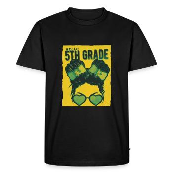 Hello 5th Grade Messy Bun Girls Cute Heart Back - Men's Premium Organic T-Shirt - black - Front - Nico (187cm)