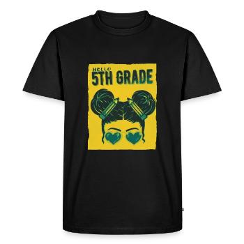 Hello 5th Grade Messy Bun Girls Cute Heart Back - Men's Premium Organic T-Shirt - black - Front - Nico (187cm)