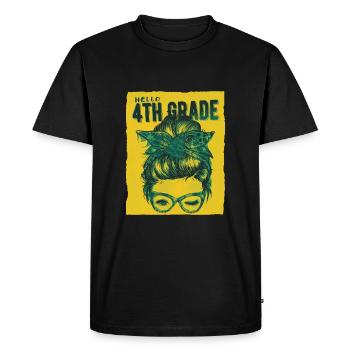 Bonjour 4ème année Messy Bun Girls Cute Heart Back - T-shirt Premium bio Homme - noir - Devant - Nico (187cm)