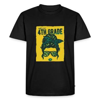 Hello 4th Grade Messy Bun Girls Cute Heart Back - Men's Premium Organic T-Shirt - black - Front - Nico (187cm)