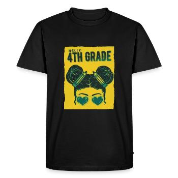 Hello 4th Grade Messy Bun Girls Cute Heart Back - Men's Premium Organic T-Shirt - black - Front - Nico (187cm)