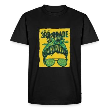 Hello 3rd Grade Messy Bun Girls Cute Heart Back - Men's Premium Organic T-Shirt - black - Front - Nico (187cm)