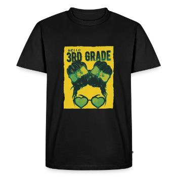 Hello 3rd Grade Messy Bun Girls Cute Heart Back - Men's Premium Organic T-Shirt - black - Front - Nico (187cm)