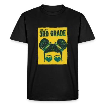 Bonjour 3ème année Messy Bun Girls Cute Heart Back - T-shirt Premium bio Homme - noir - Devant - Nico (187cm)