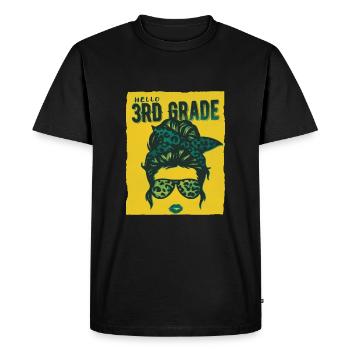 Hello 3rd Grade Messy Bun Girls Cute Heart Back - Men's Premium Organic T-Shirt - black - Front - Nico (187cm)