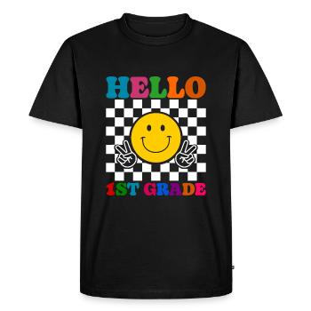 Bonjour 1ère année de rentrée scolaire Premier jour - T-shirt Premium bio Homme - noir - Devant - Nico (187cm)