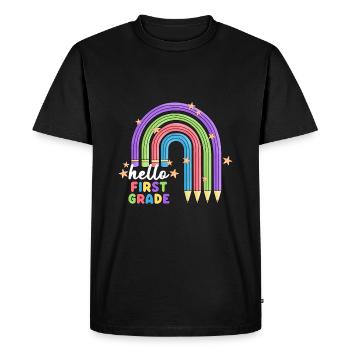 Bonjour 1ère année de rentrée scolaire Premier jour - T-shirt Premium bio Homme - noir - Devant - Nico (187cm)