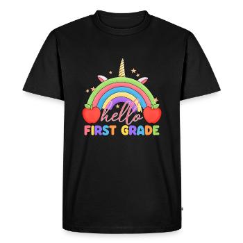 Bonjour 1ère année de rentrée scolaire Premier jour - T-shirt Premium bio Homme - noir - Devant - Nico (187cm)