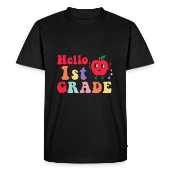 Bonjour 1ère année de rentrée scolaire Premier jour - T-shirt Premium bio Homme - noir - Devant - Nico (187cm)