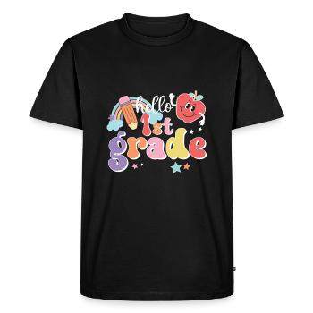 Bonjour 1ère année de rentrée scolaire Premier jour - T-shirt Premium bio Homme - noir - Devant - Nico (187cm)