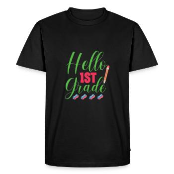 Hello 1st Grade Back To School First Day - Men's Premium Organic T-Shirt - black - Front - Nico (187cm)