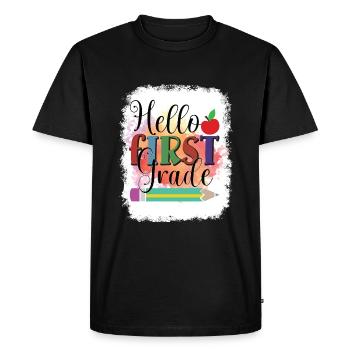 Hello 1st Grade Back To School First Day - Men's Premium Organic T-Shirt - black - Front - Nico (187cm)