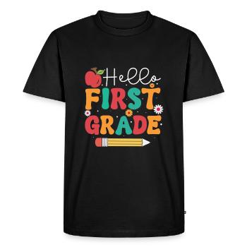 Hello 1st Grade Back To School First Day - Men's Premium Organic T-Shirt - black - Front - Nico (187cm)