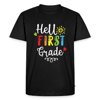 Hello 1st Grade Back To School First Day - Men's Premium Organic T-Shirt - black - Front - Nico (187cm)