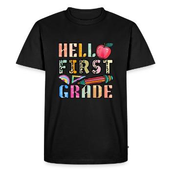 Hello 1st Grade Back To School First Day - Men's Premium Organic T-Shirt - black - Front - Nico (187cm)