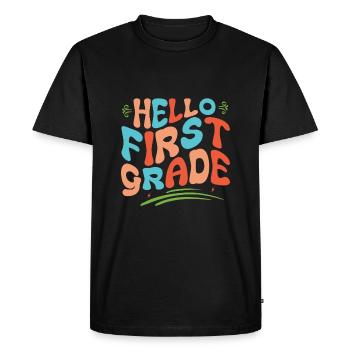 Bonjour 1ère année de rentrée scolaire Premier jour - T-shirt Premium bio Homme - noir - Devant - Nico (187cm)
